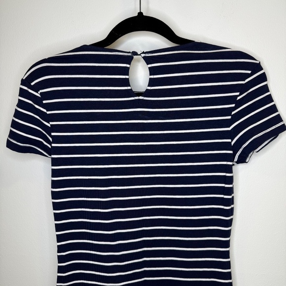 French Connection Knit Striped Body-con Dress Navy Blue White Size Small - Picture 6 of 14